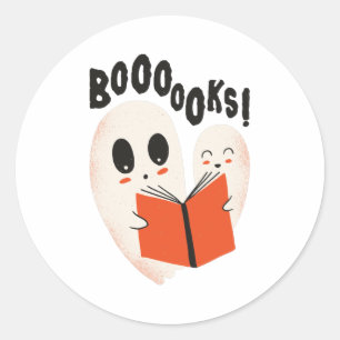 Funny Bookworm Ghost Halloween Costume Boooooks Classic Round Sticker