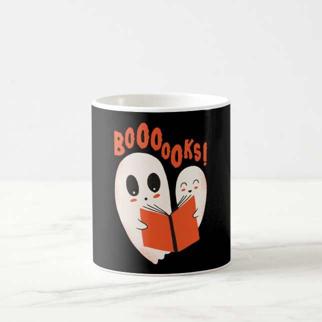 Funny Bookworm Ghost Halloween Costume Boooooks Coffee Mug (Center)