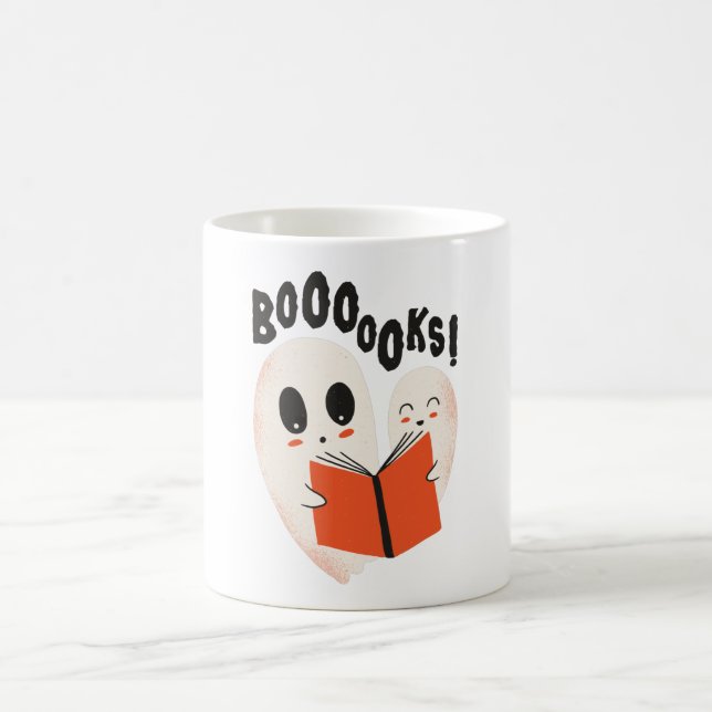 Funny Bookworm Ghost Halloween Costume Boooooks Coffee Mug (Center)