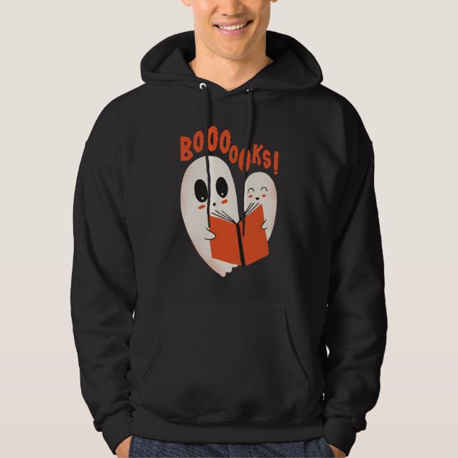 Funny Bookworm Ghost Halloween Costume Boooooks Hoodie (Front)