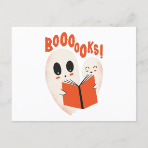 Funny Bookworm Ghost Halloween Costume Boooooks Postcard