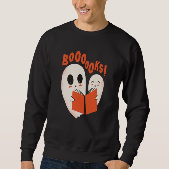 Funny Bookworm Ghost Halloween Costume Boooooks Sweatshirt (Front)