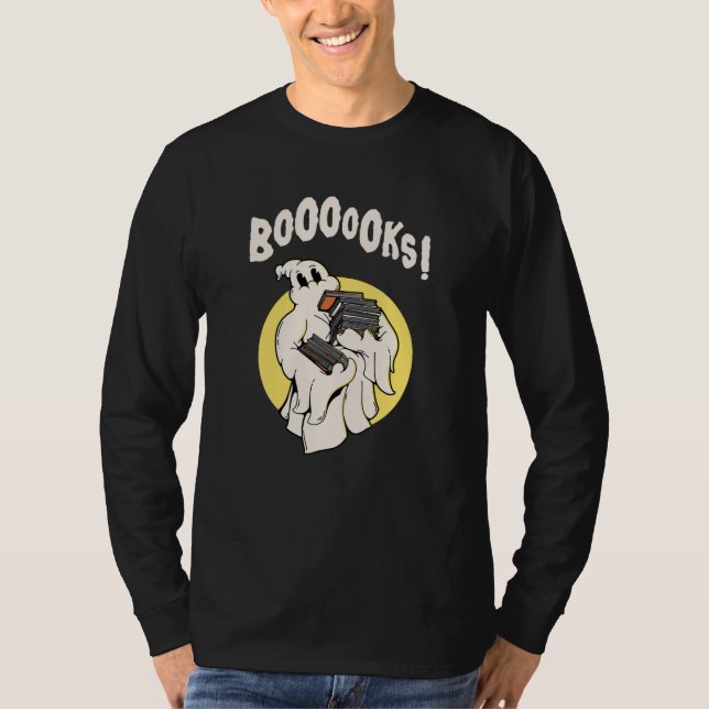 Funny Bookworm Ghost Halloween Costume Boooooks T-Shirt (Front)