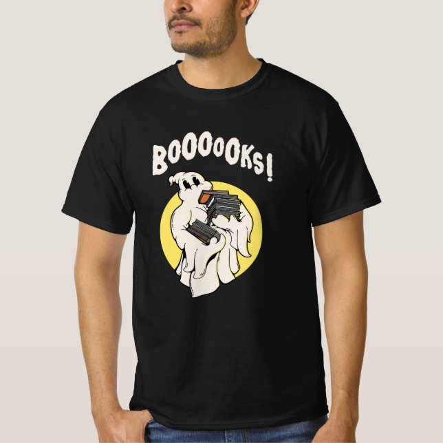 Funny Bookworm Ghost Halloween Costume Boooooks T-Shirt (Front)