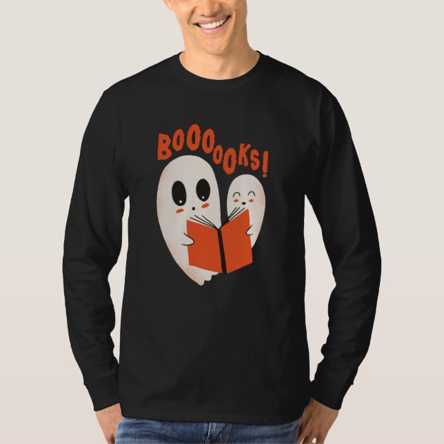 Funny Bookworm Ghost Halloween Costume Boooooks T-Shirt (Front)