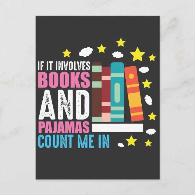 Funny Bookworm Pajama and Book Lover Postcard (Front)