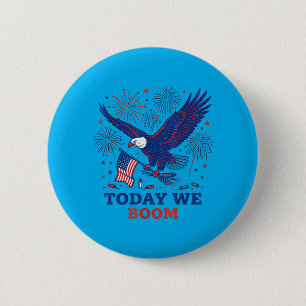 Funny Boom Flying Bald Eagle 4th Of July Fireworks 6 Cm Round Badge