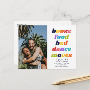 Funny Booze, Food, Bad Dance Moves Gay Photo  Announcement Postcard