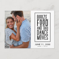Funny Booze, Food, Bad Dance Moves Save the Date