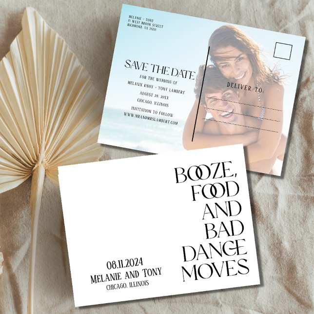 Funny Booze Food Photo Wedding Save the Date Announcement Postcard (Creator Uploaded)