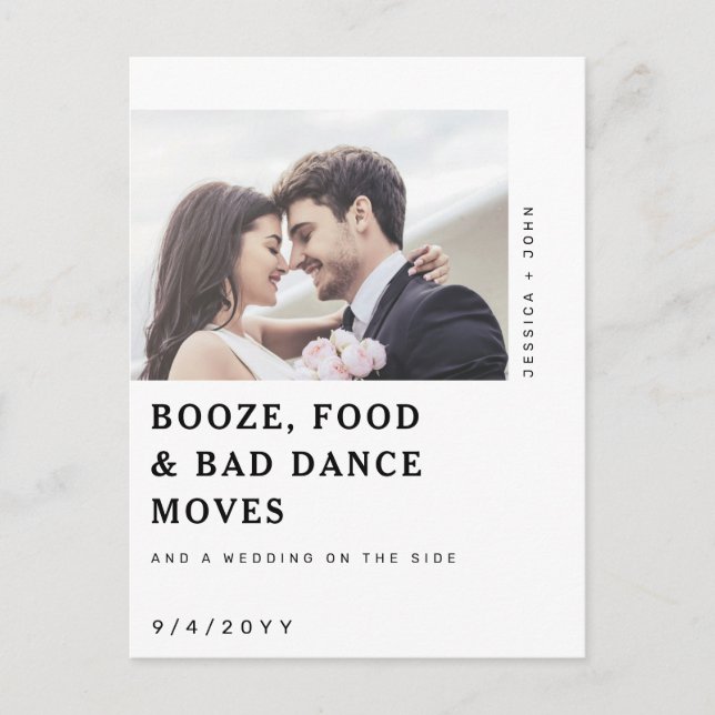 Funny Booze, Food Photo Wedding Save the Date Postcard (Front)