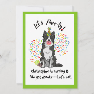 Funny Border Collie Birthday Party Invitation