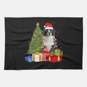 Funny Border Collie Christmas Tree Merry Christmas Tea Towel