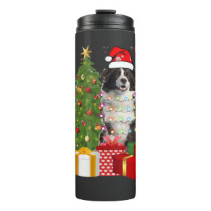 Funny Border Collie Christmas Tree Merry Christmas Thermal Tumbler