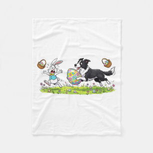 Funny Border Collie Dog Bunny Easter Egg Kids Fleece Blanket