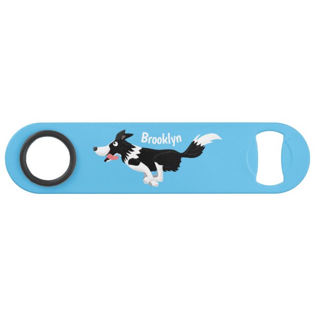 Funny Border Collie dog running cartoon (Front (Horizontal))