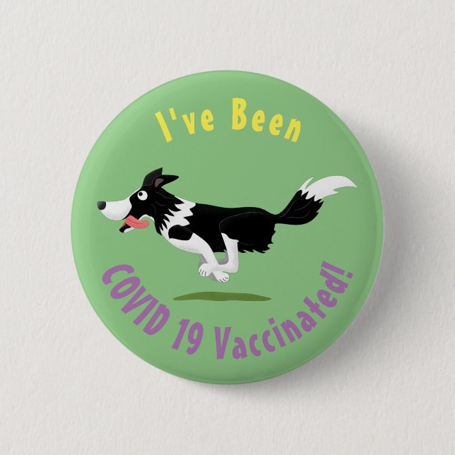 Funny Border Collie dog running cartoon  6 Cm Round Badge (Front)