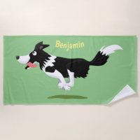 Funny Border Collie dog running cartoon