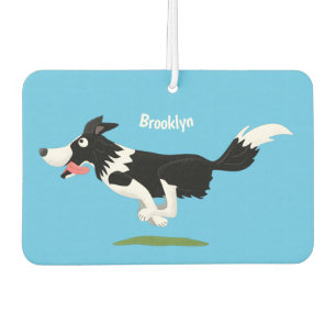 Funny Border Collie dog running cartoon Car Air Freshener