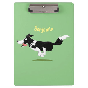Funny Border Collie dog running cartoon  Clipboard
