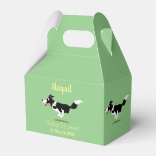 Funny Border Collie dog running cartoon Favour Box