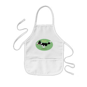 Funny Border Collie dog running cartoon  Kids Apron
