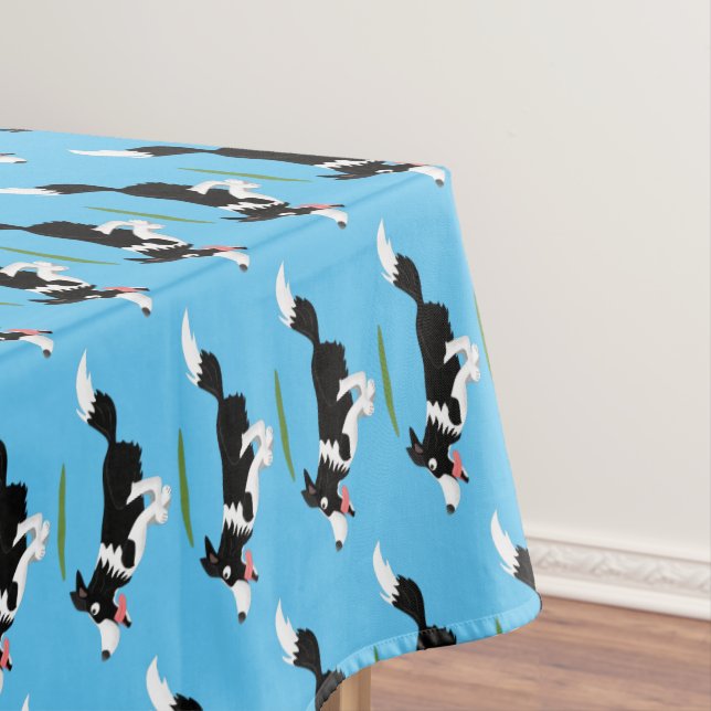 Funny Border Collie dog running cartoon Tablecloth (In Situ)