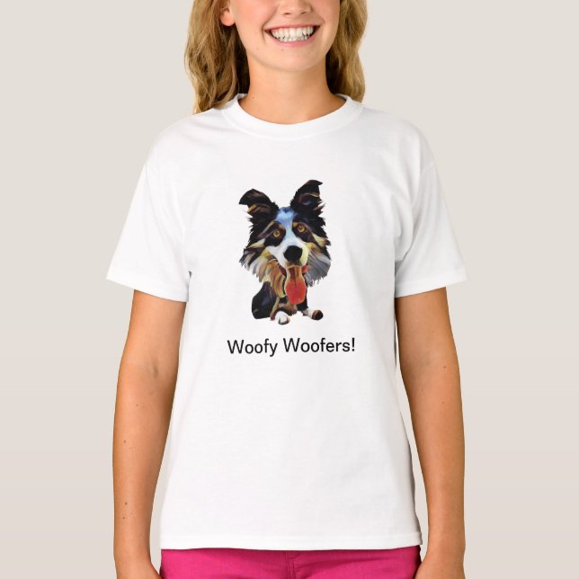 Funny Border Collie Girls T-Shirt (Front)