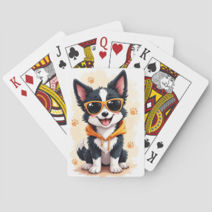 Funny Border Collie Kawaii Dog Playing Cards