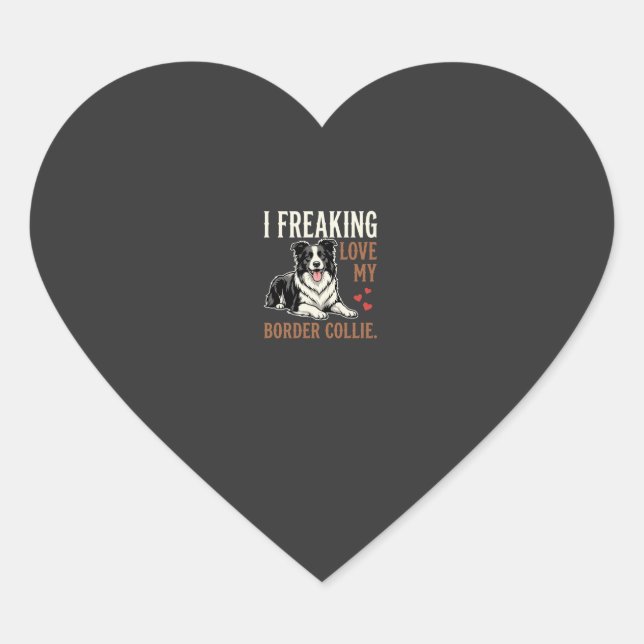 Funny Border Collie Love Dog Heart Sticker (Front)