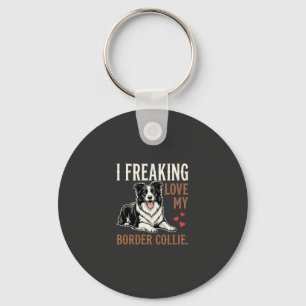 Funny Border Collie Love Dog Key Ring