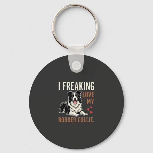 Funny Border Collie Love Dog Key Ring (Front)