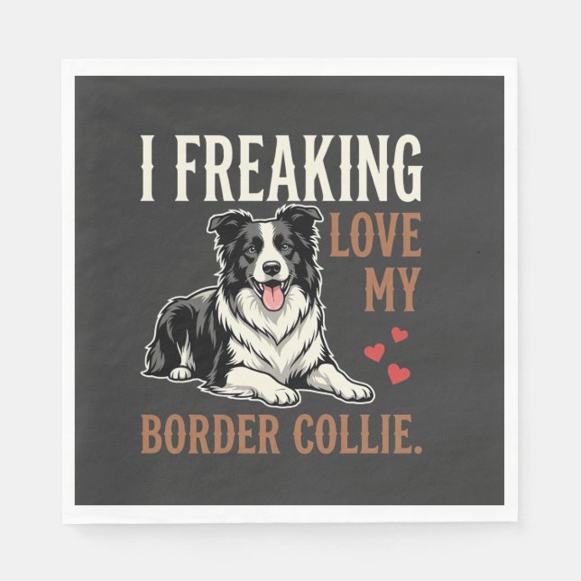 Funny Border Collie Love Dog Napkin (Front)