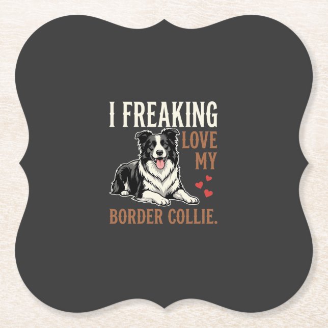 Funny Border Collie Love Dog Paper Coaster (Front)
