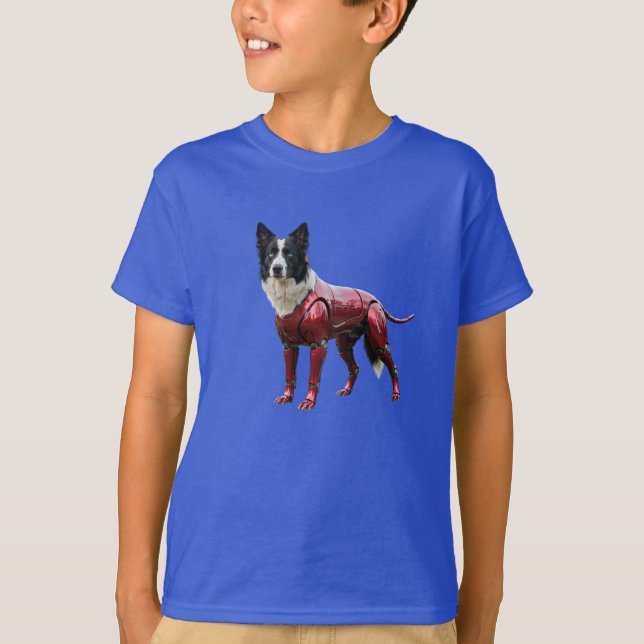Funny Border Collie Robot Kid's T-Shirt (Front)