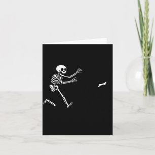 Funny Border Collie Running Skeleton Halloween  Card