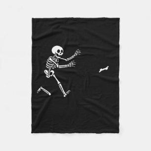 Funny Border Collie Running Skeleton Halloween Fleece Blanket