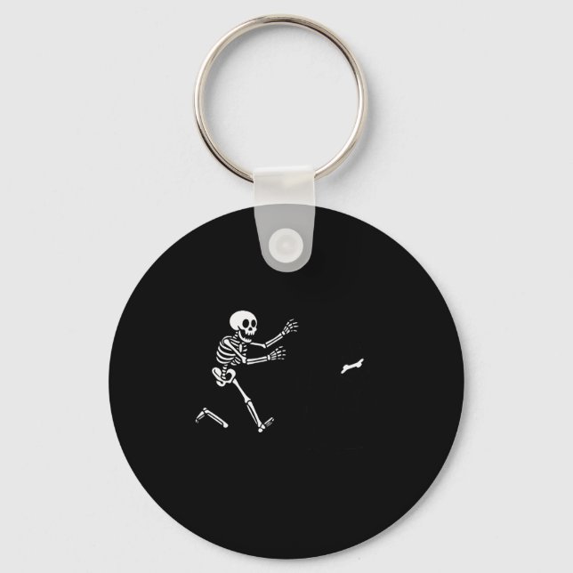 Funny Border Collie Running Skeleton Halloween  Key Ring (Front)