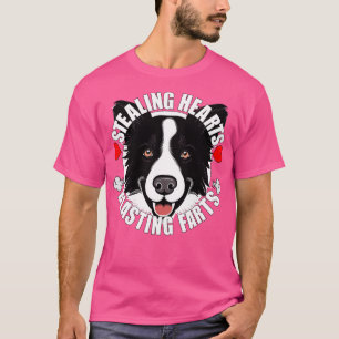 Funny Border Collie Stealing Hearts Blasting Farts T-Shirt