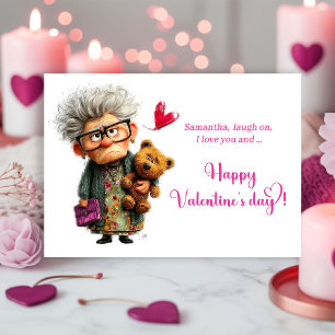 Funny Bored Lady Bringing Shrugs Valentine Holiday Card