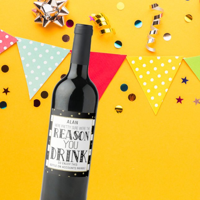 funny Boss Appreciation Gift gold grey Custom Wine Label (Creator Uploaded)