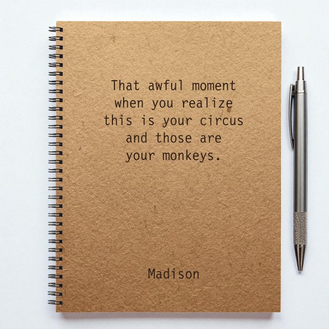 Funny Boss Circus Monkeys Personalised Office Gift Notebook (Creator Uploaded)