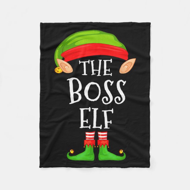 Funny Boss Elf Family Christmas Boss Elf Sweater M Fleece Blanket (Front)