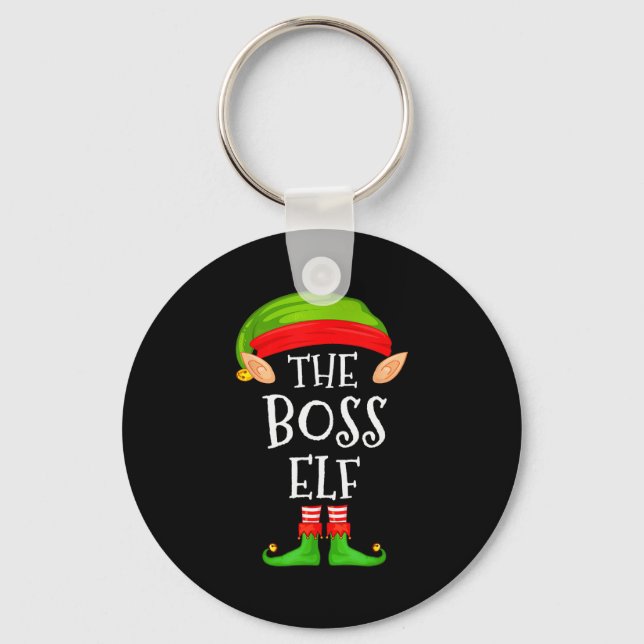 Funny Boss Elf Family Christmas Boss Elf Sweater M Key Ring (Front)