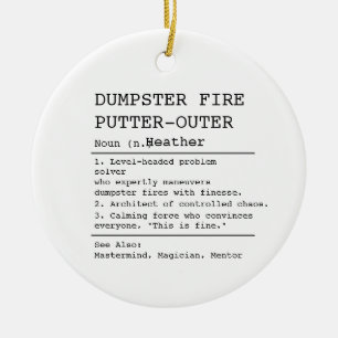 Funny Boss Gift Dumpster Fire Putter-Outer Ornamen Ceramic Tree Decoration