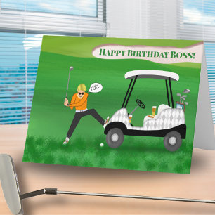 Funny Boss Golfer Birthday With Beer & Hot Dog Card