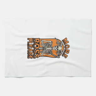 Funny Boss Skeleton Vintage Halloween Shirt_1 Tea Towel
