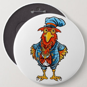 Funny Bossy Cartoon Rooster 6 Cm Round Badge
