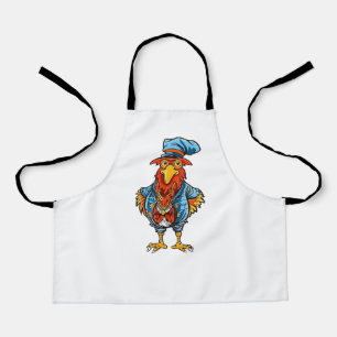 Funny Bossy Cartoon Rooster Apron