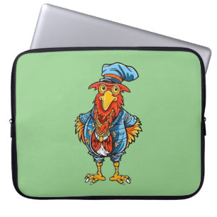 Funny Bossy Cartoon Rooster Laptop Sleeve